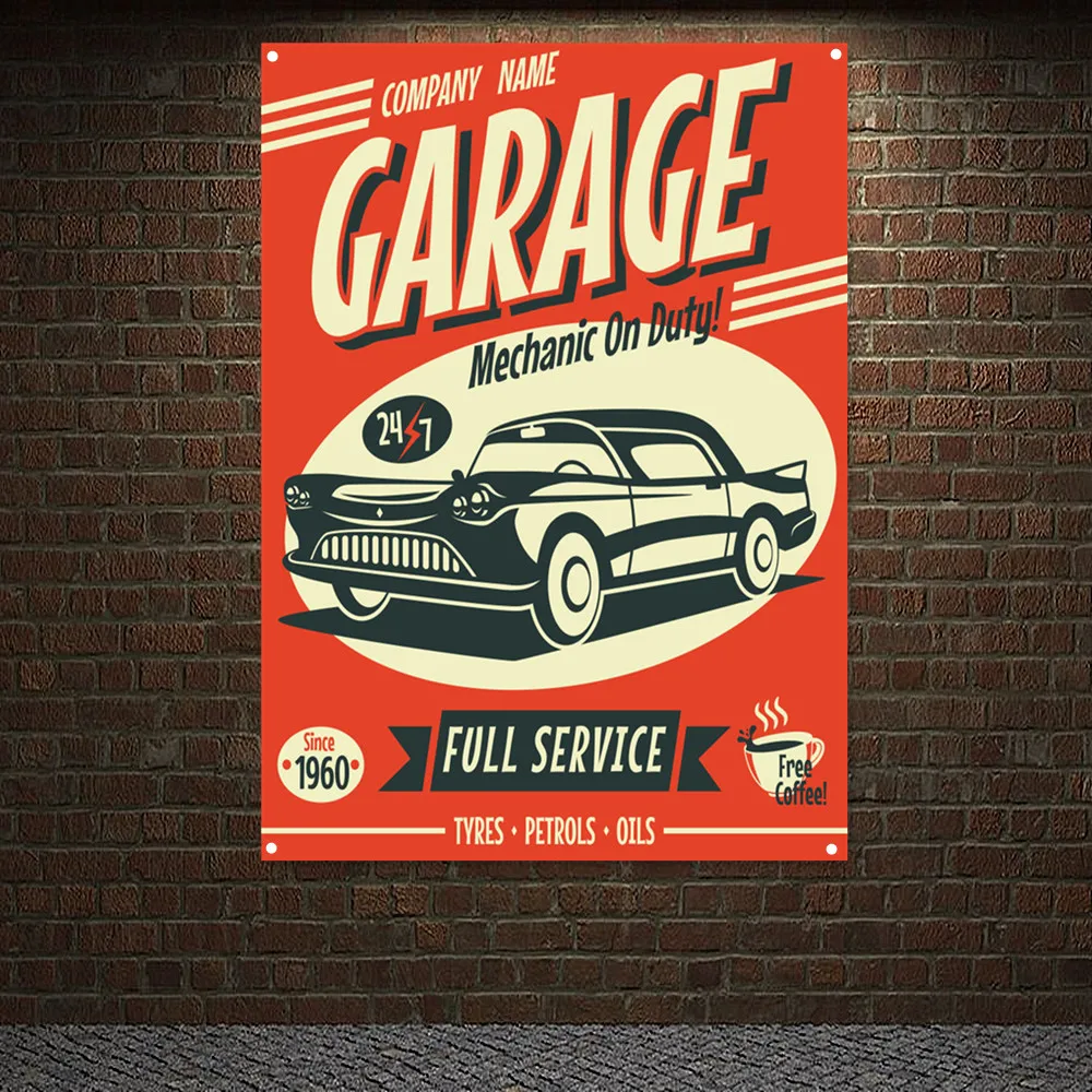 Auto Repair Shop Banners - MECHANIC ON DUTY Vintage CAR FULL