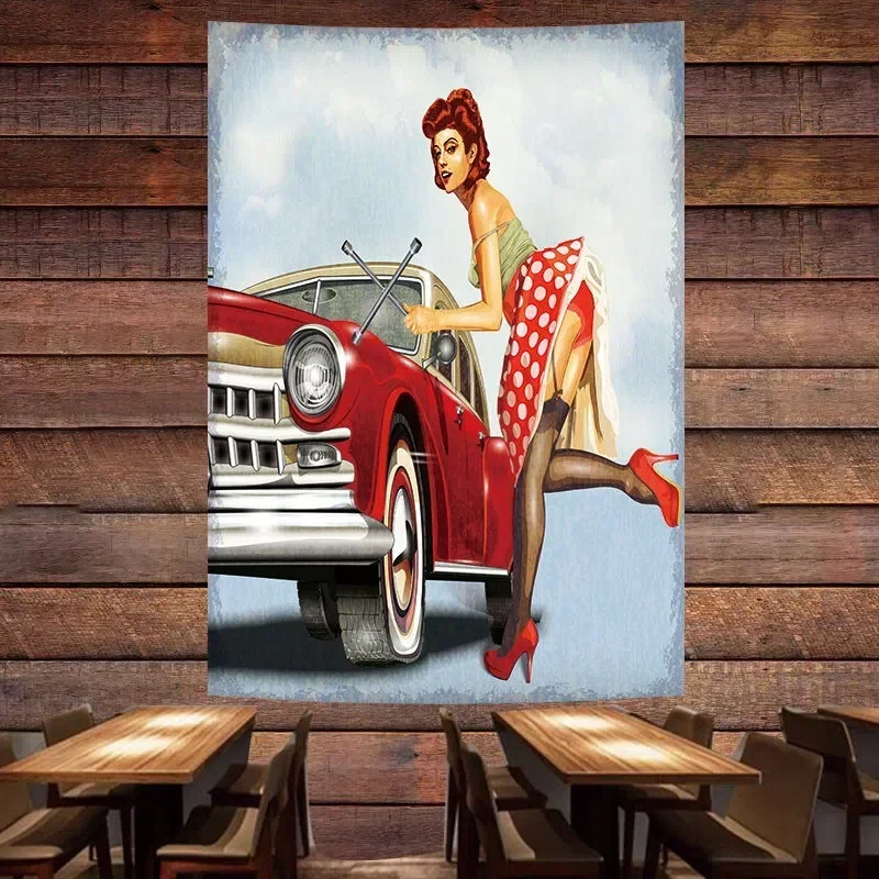 Auto Repair Shop Banners - Vintage Car Repair Service Poster Flag