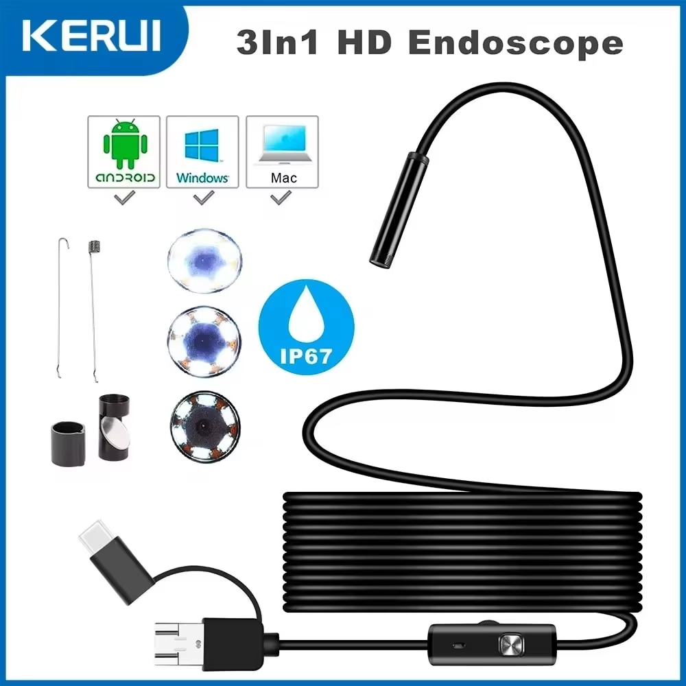 Endoscope Inspection Camera - 7MM Android Endoscope Camera 3 IN1