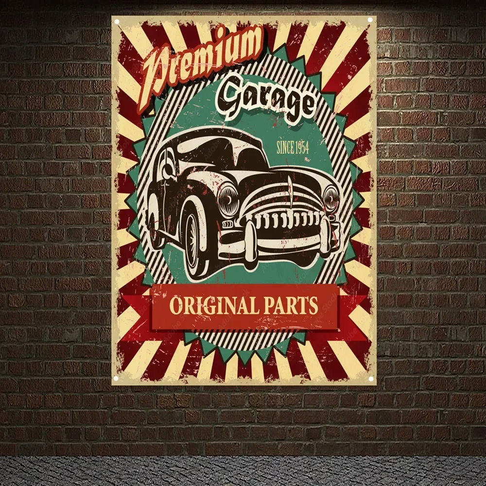 Auto Repair Shop Banners - Premium Garage Vintage Car ORIGINAL PARTS