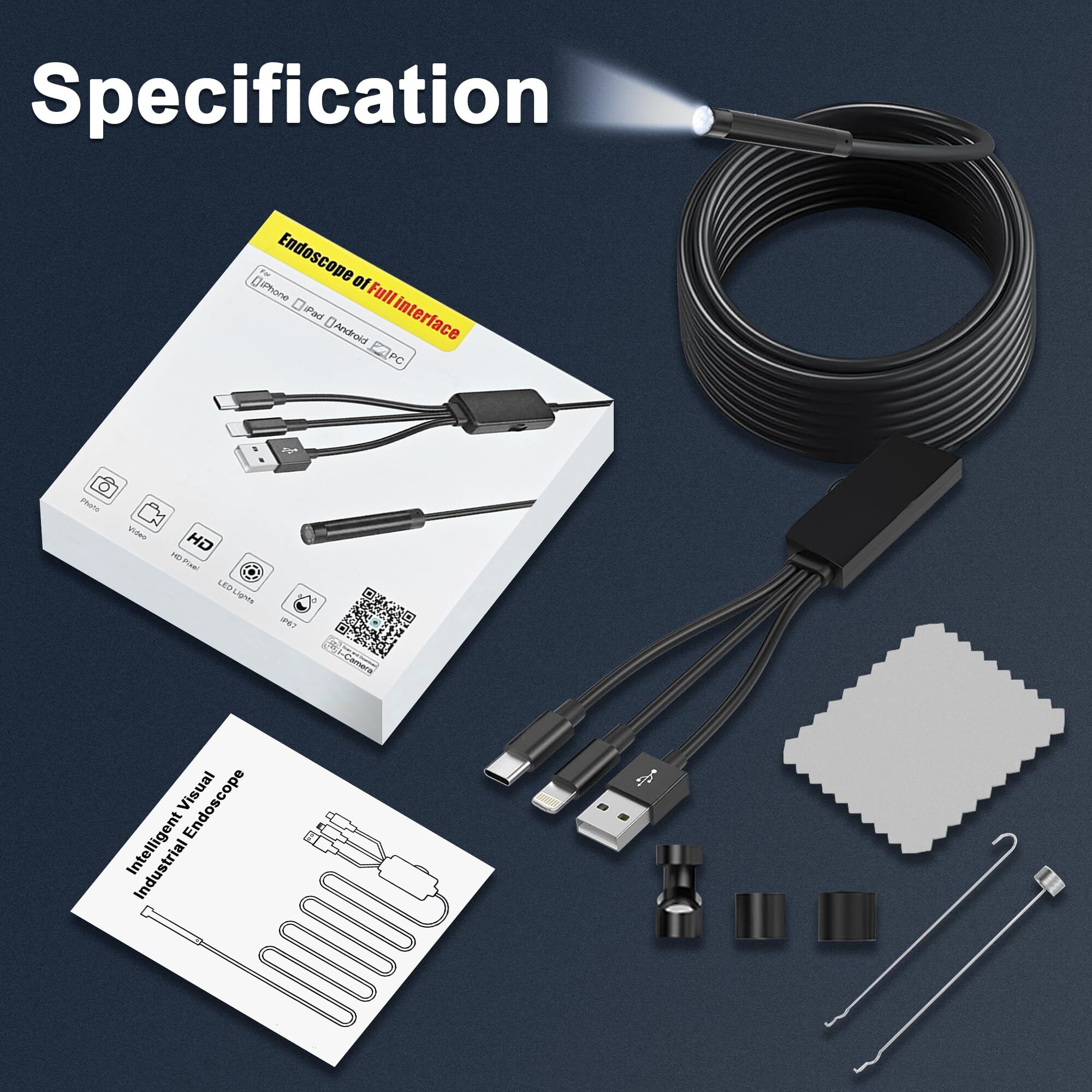 New Arrival 3 in 1 1080P Indus - огляд і ціна Endoscope Inspection Camera