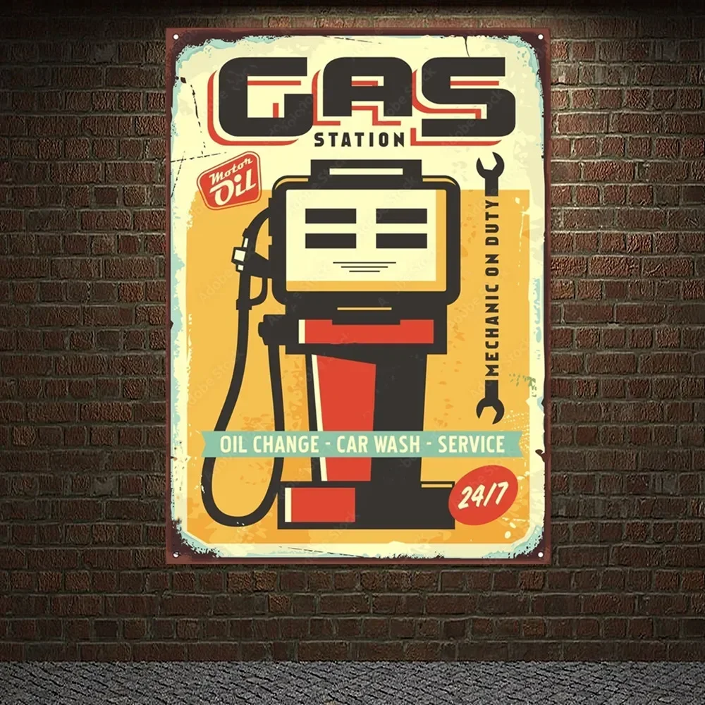 GAS STATION Vintage CAR WASH - - огляд і ціна Auto Repair Shop Banners